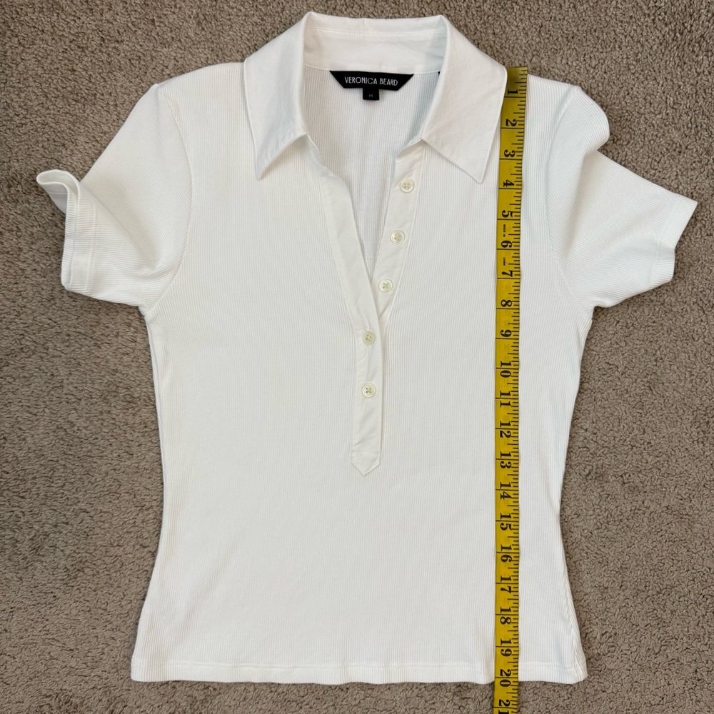 Veronica Beard Kearney Short Sleeve Polo‎ White XS - Picture 9 of 9